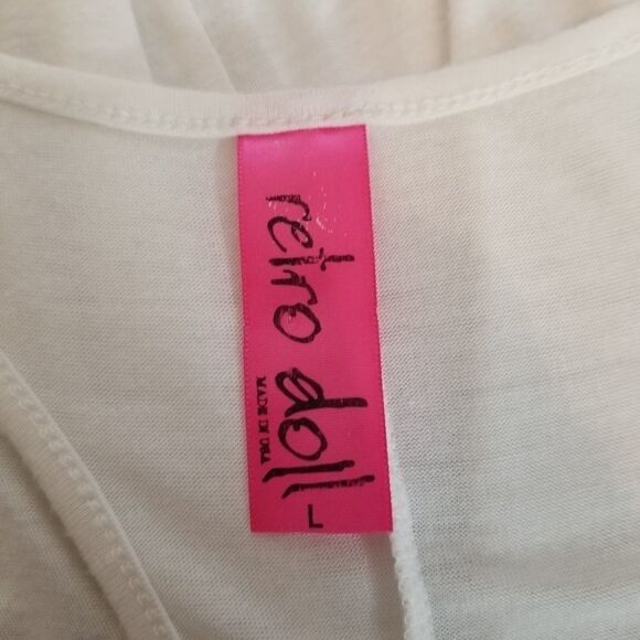 Retro doll white starburst muscle tee. Size L. - Picture 7 of 7